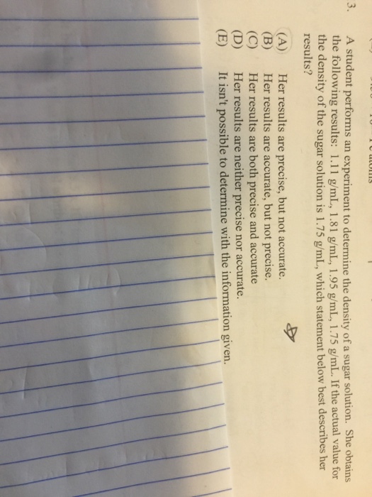 Solved 3. A student performs an experiment to determine the | Chegg.com