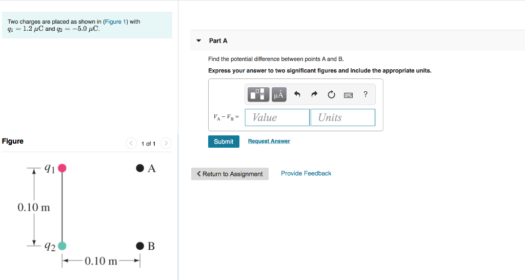 Solved Two Charges Are Placed As Shown In (Figure 1) With 91 | Chegg.com