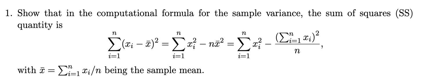 Solved Show that in the computational formula for the sample | Chegg.com