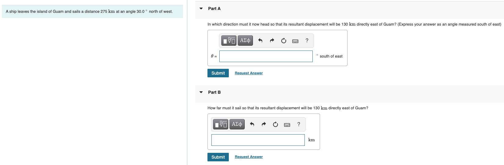 Solved A ship leaves the island of Guam and sails a distance