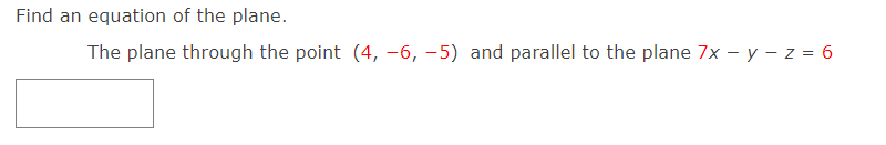 Solved Find an equation of the plane. The plane through the | Chegg.com