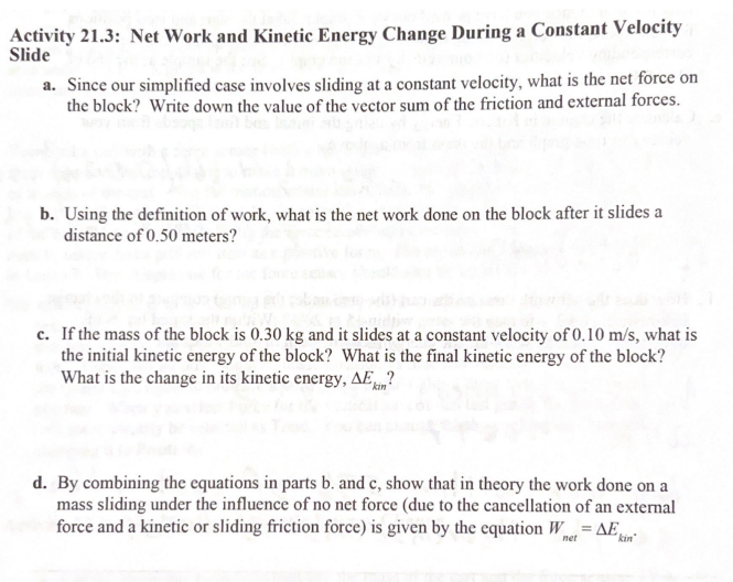 Solved Verification of the Work-Kinetic Energy Theorem with | Chegg.com