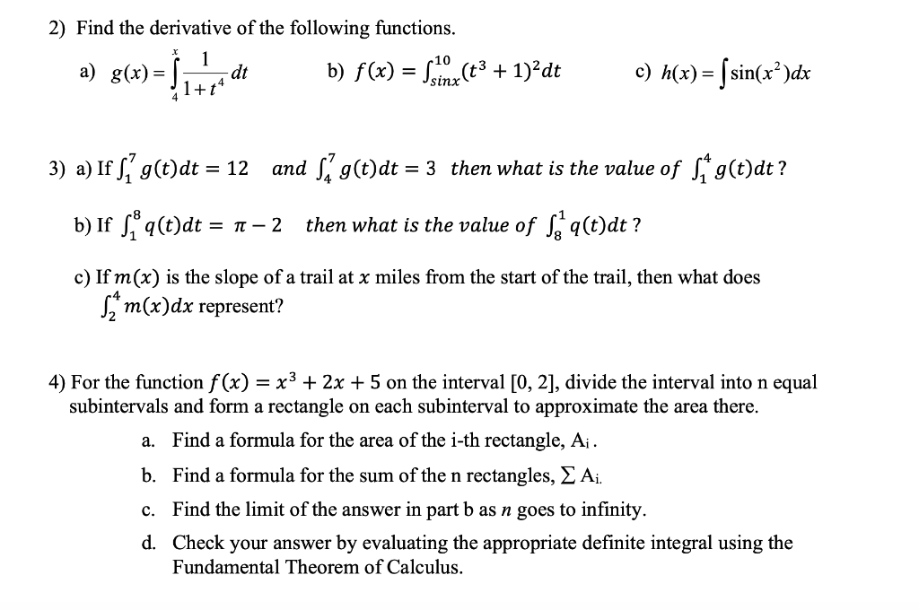 Solved 2 Find The Derivative Of The Following Functions Chegg Com