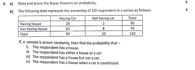 Solved 6 4 4. A) State And Prove The Bayes Theorem On | Chegg.com