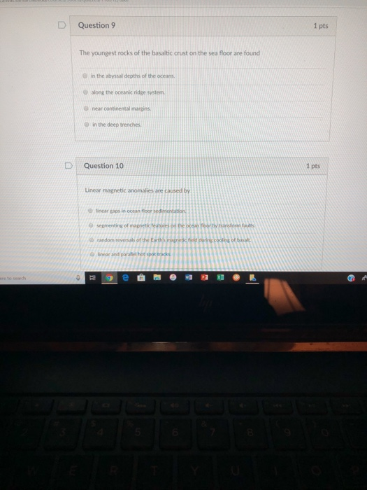 Solved DQuestion 9 1 pts The youngest rocks of the basaltic | Chegg.com