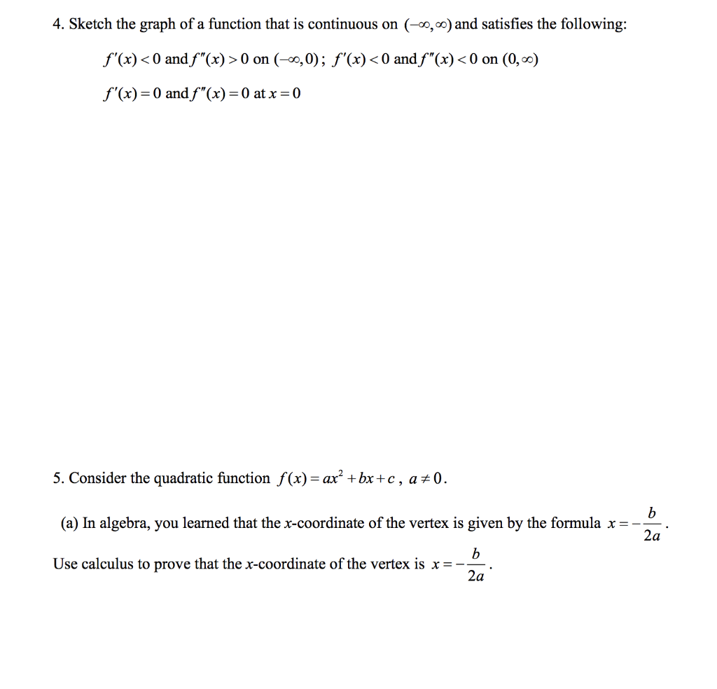Solved 4. Sketch the graph of a function that is continuous | Chegg.com