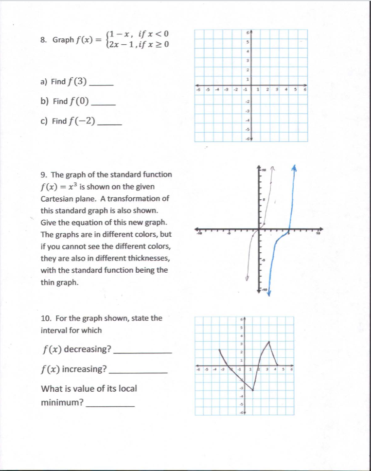 Solved 5 8 Graph F X 1 X If X 0 12x 1 If X 3 A Chegg Com