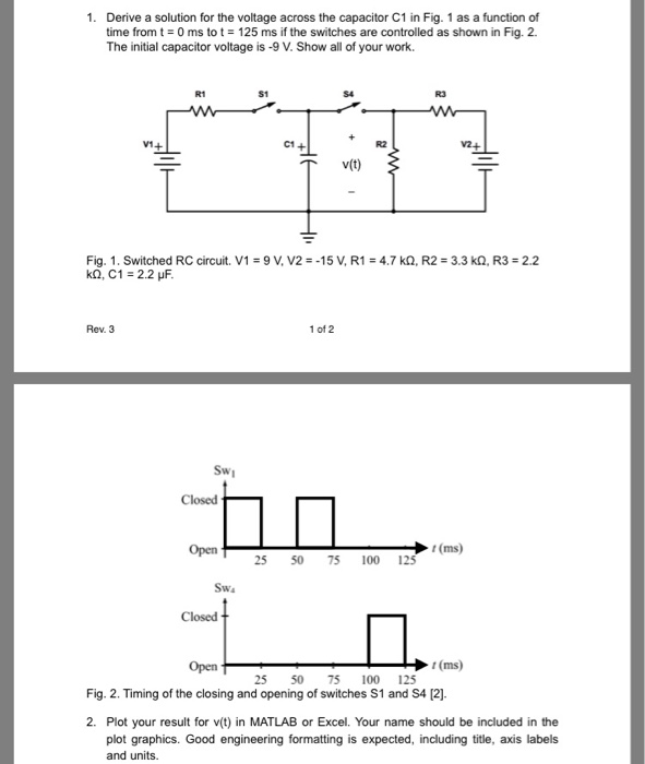 Solved 1. Derive a solution for the voltage across the | Chegg.com