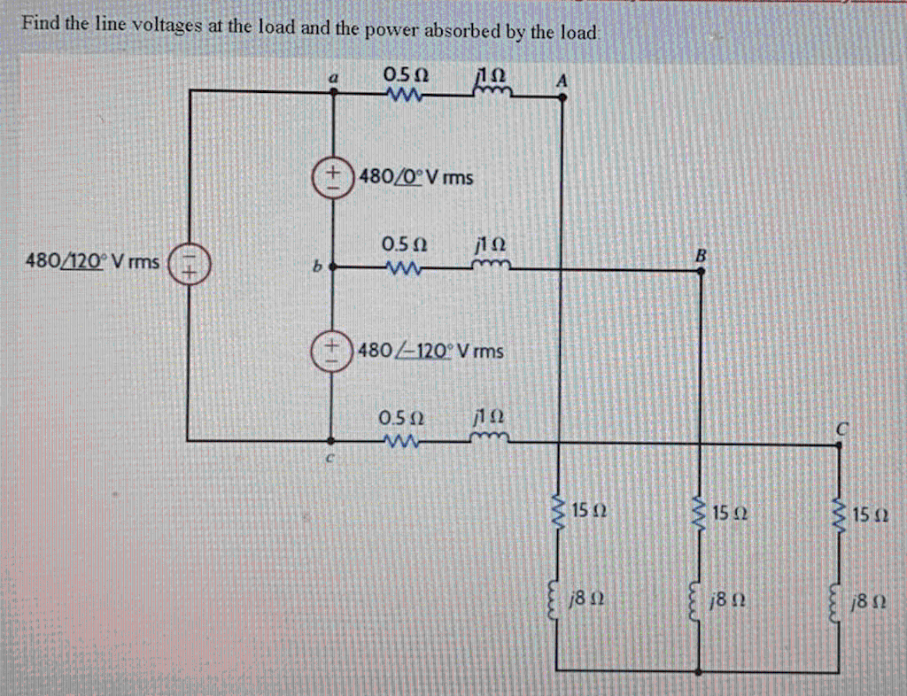 Solved Find the line voltages at the Inad and the nnoxrar | Chegg.com