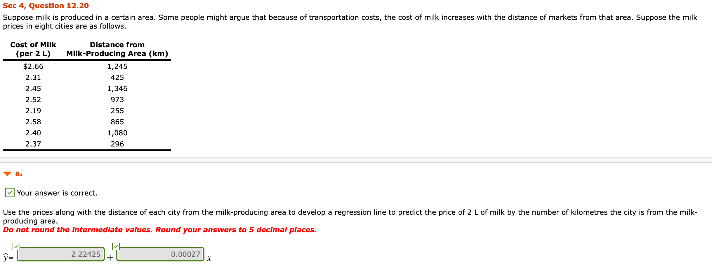 Solved Sec 4 Question 12.20 Suppose milk is produced in a Chegg