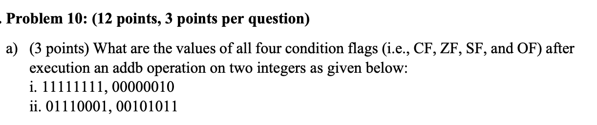 Solved - Problem 10: (12 points, 3 points per question) a) | Chegg.com
