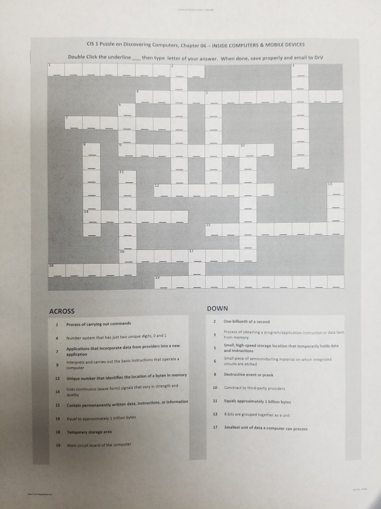 Solved CIS 1 Puzzle on Discovering Computers, Chapter 06 | Chegg.com
