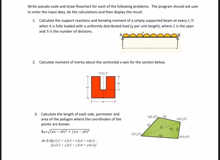 Solved Write Pseudo Code And Draw Flowchart For Each Of T Chegg Com