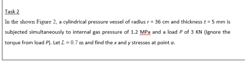 Solved Task 2 In the shown Figure 2, a cylindrical pressure | Chegg.com