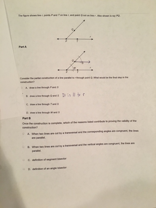 Solved The figure shows line r, points P and T on line r, | Chegg.com