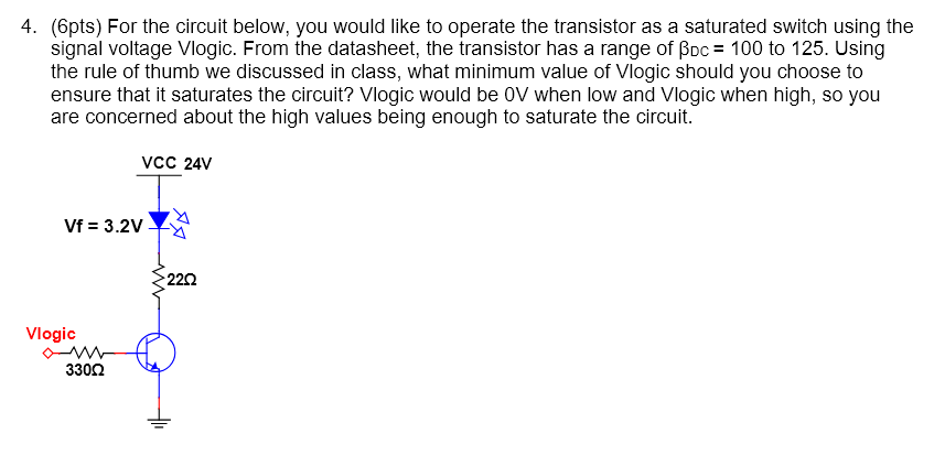 Solved 4. (6pts) For the circuit below, you would like to | Chegg.com