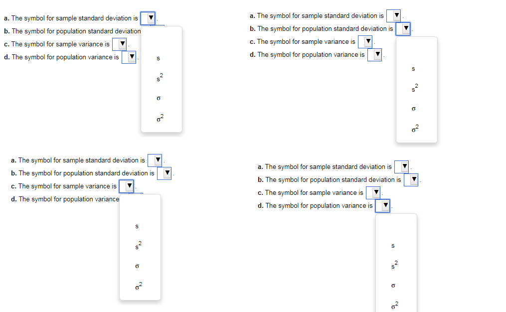 sample variance symbol