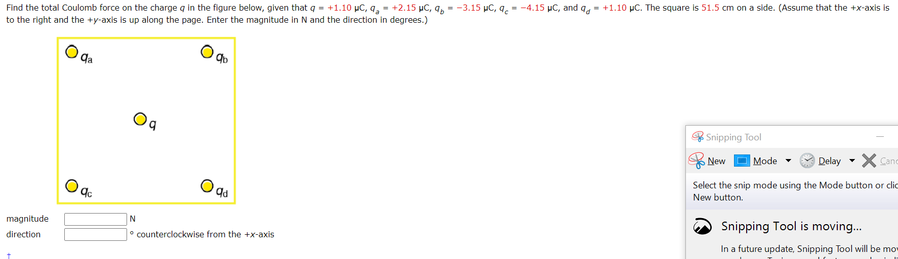 Solved Find the total Coulomb force on the charge q in the | Chegg.com