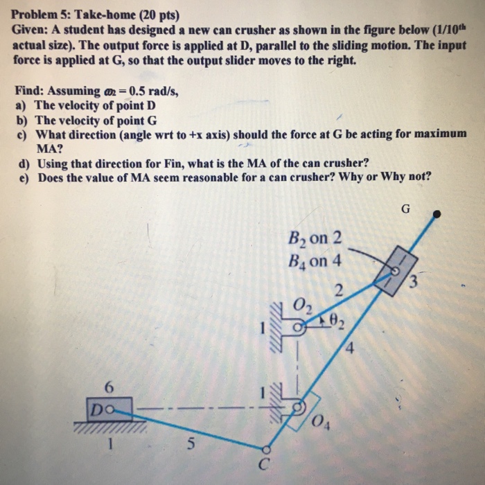 Solved Given: A student has designed a new can crusher as | Chegg.com