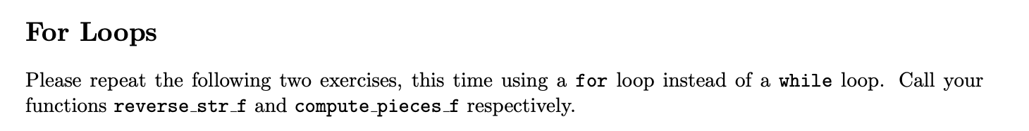 For Loops Please repeat the following two exercises, | Chegg.com