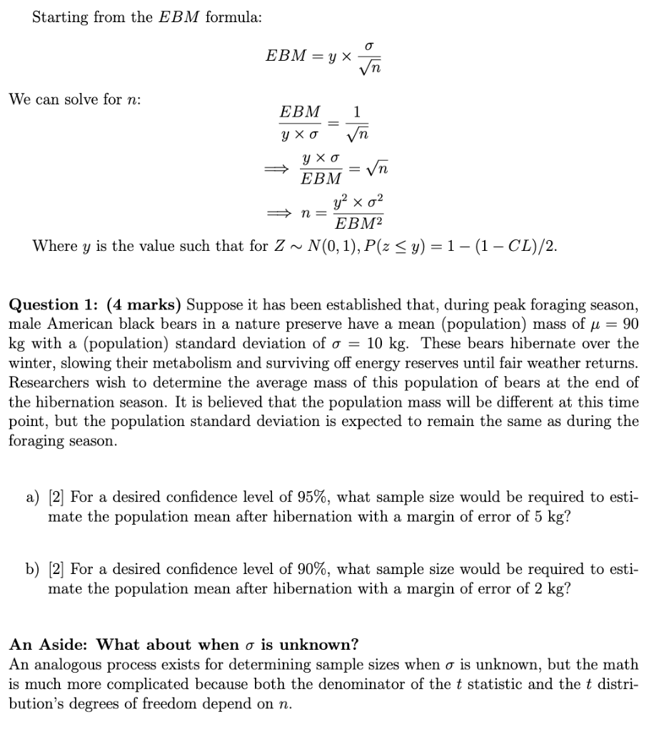 Solved Part 1 Required Sample Size For A Specified Margin Chegg Com