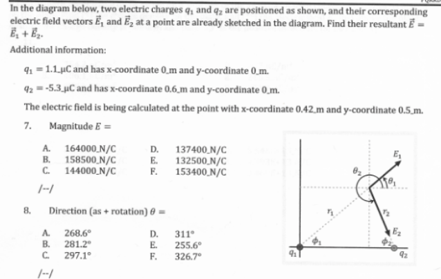 Solved In The Diagram Below Two Electric Charges Q And Chegg Com