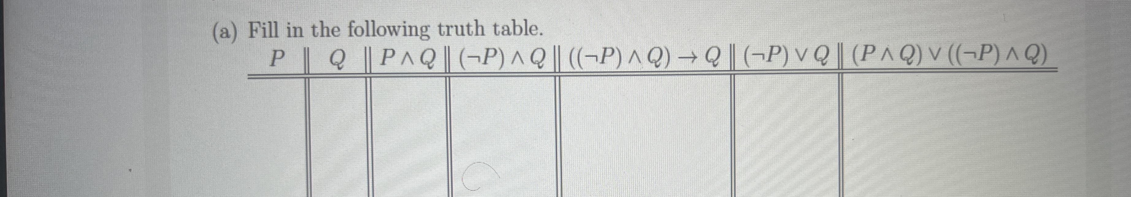 Solved (a) Fill in the following truth table. | Chegg.com