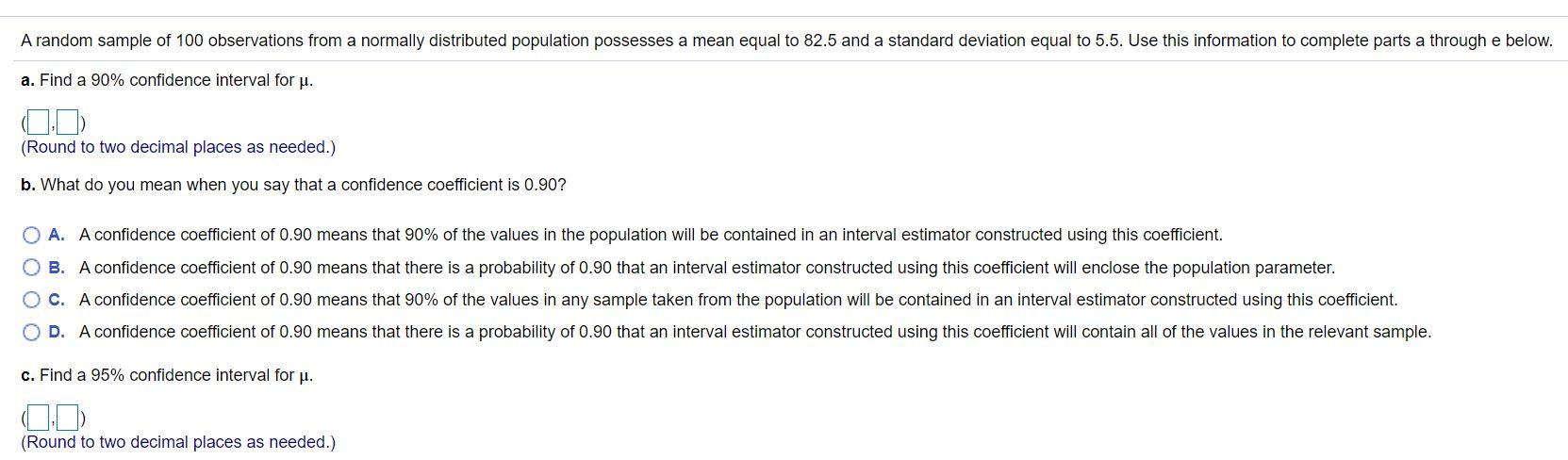 Solved A Random Sample Of 100 Observations From A Normally | Chegg.com