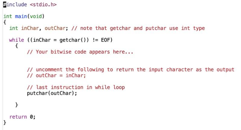 Solved #include int main(void) { int inChar, outChar; // | Chegg.com