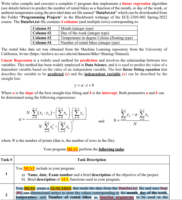 Write (also compile and execute) a complete C-program | Chegg.com