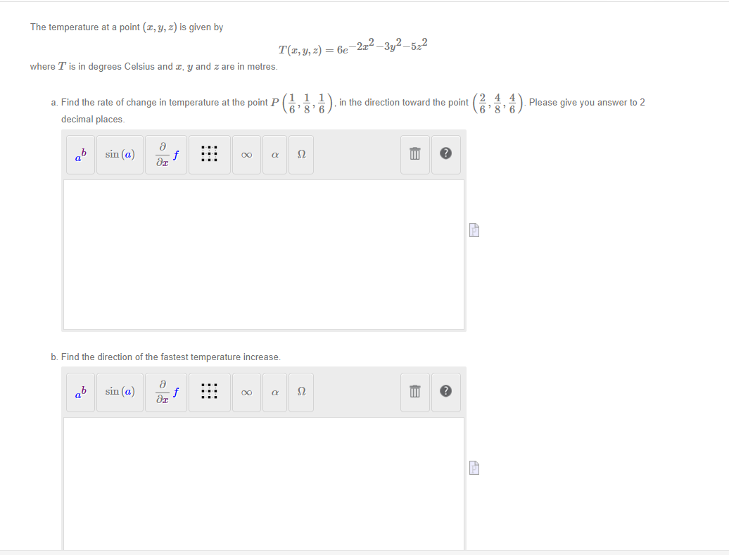Solved The temperature at a point (2, y, z) is given by | Chegg.com