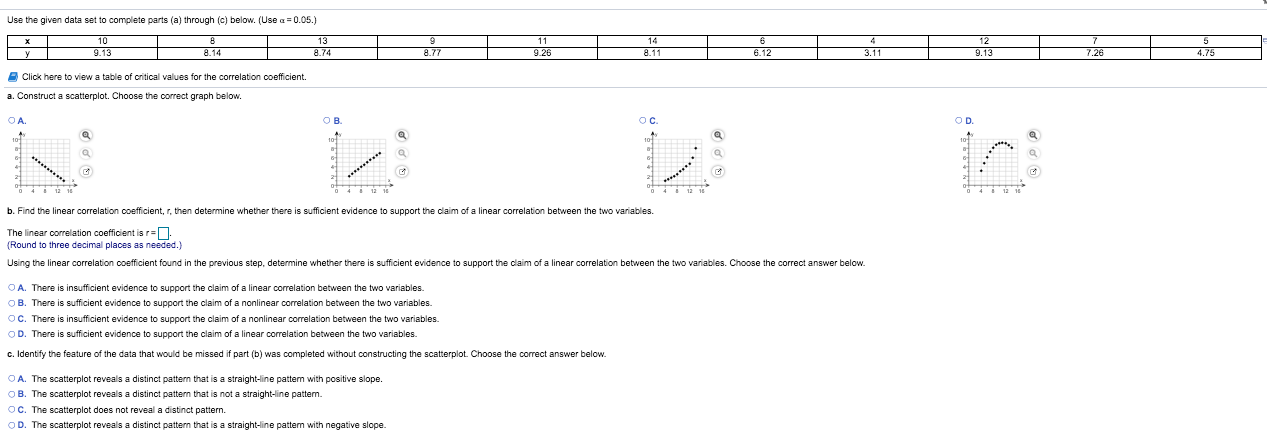 Solved Use the given data set to complete parts (a) through | Chegg.com