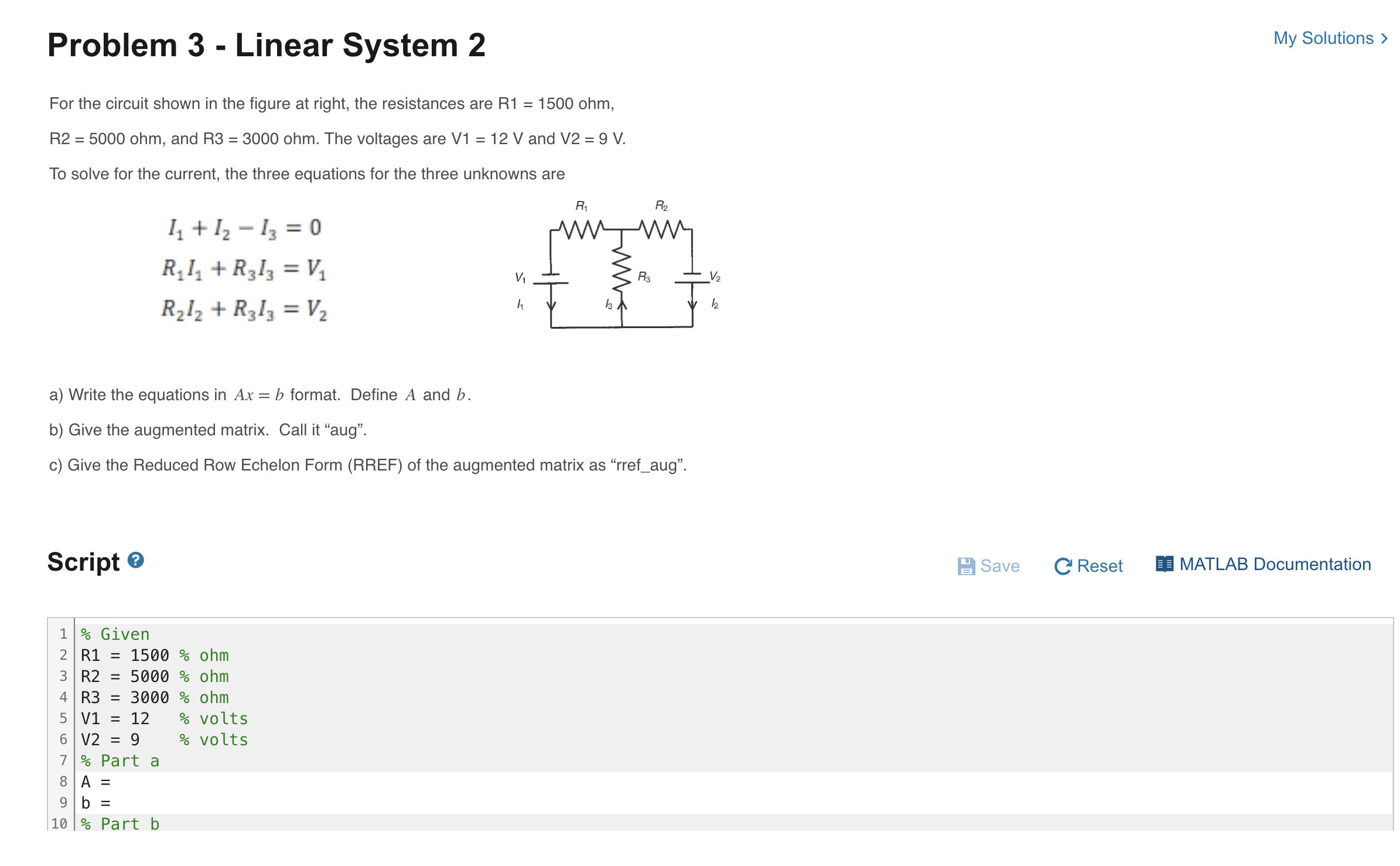 Solved Problem 3 - Linear System 2 My Solutions > For the | Chegg.com