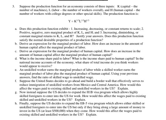 Solved Suppose the production function for an economy | Chegg.com