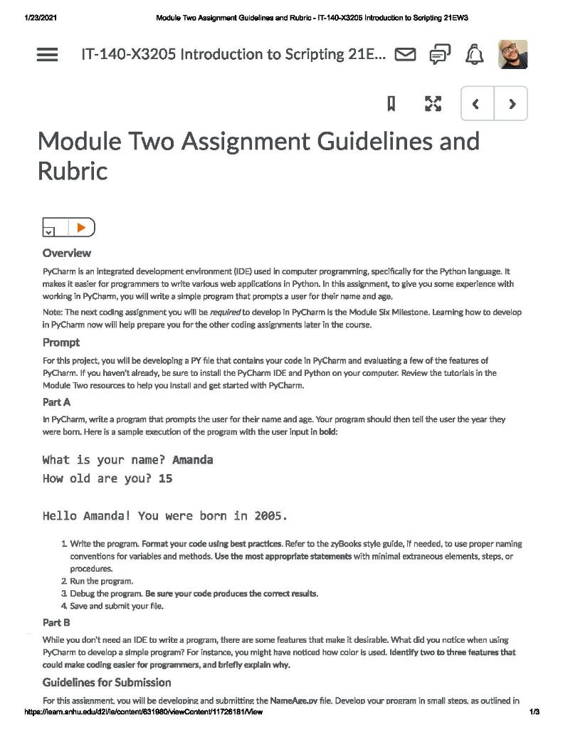 module two assignment guidelines and rubric