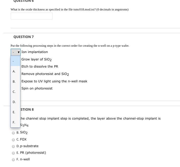 Solved QUESTIUN 6 What is the oxide thickness as specified | Chegg.com