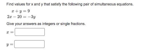 Solved Find values for x and y that satisfy the following | Chegg.com
