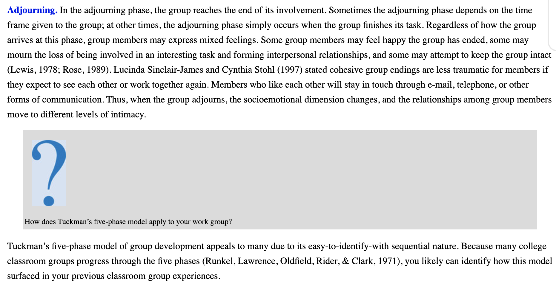 Solved Developmental Models Although several models of group | Chegg.com