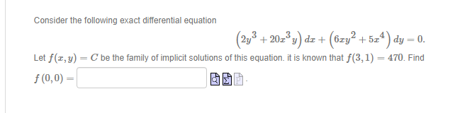 Solved Consider The Following Exact Differential Equation | Chegg.com