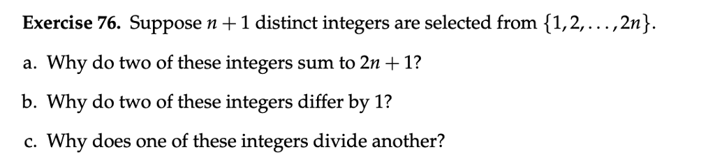 Solved Exercise 76. Suppose n + 1 distinct integers are | Chegg.com