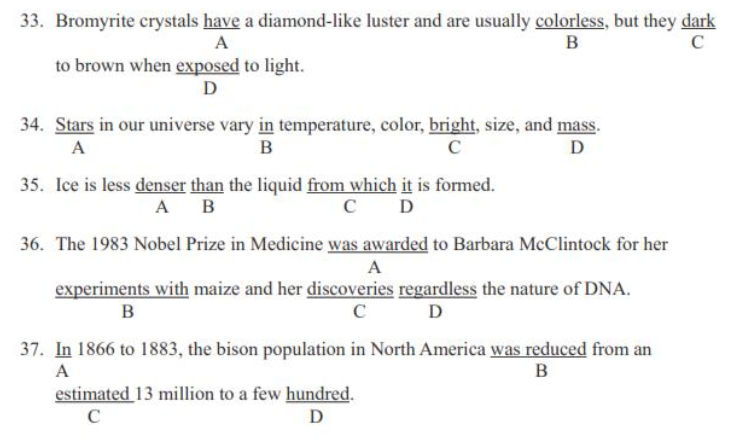 QUESTION 37 Which of the following underlined