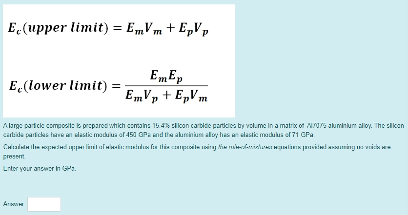 Solved Ec = EmVm + EfVf Vm + V + V voids = 1 A continuous | Chegg.com