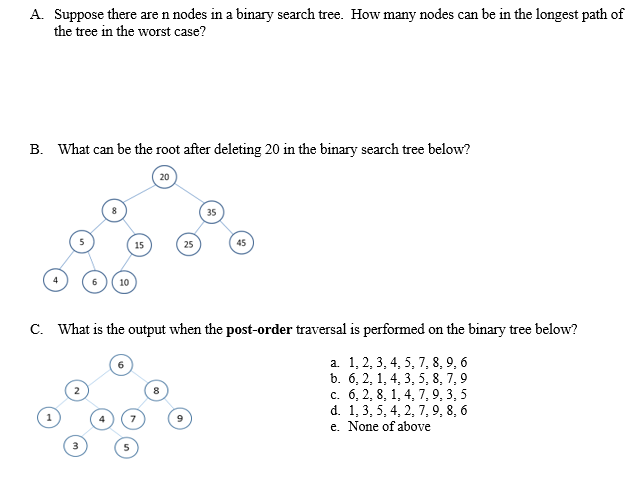 Solved A. Suppose there are n nodes in a binary search tree. | Chegg.com