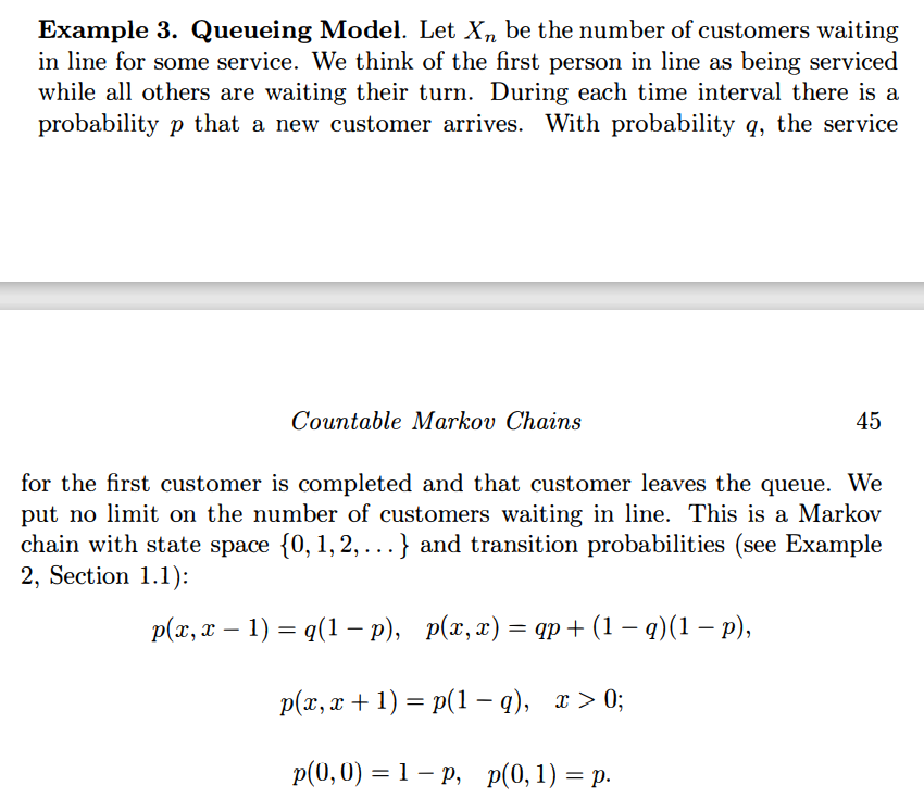 2.1 Consider the queueing model (Example 3 of Section | Chegg.com