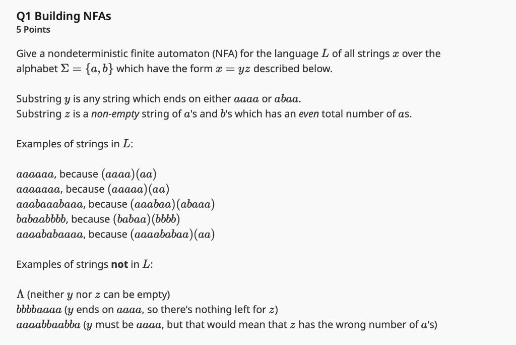 Solved 5 Points Give a nondeterministic finite automaton | Chegg.com