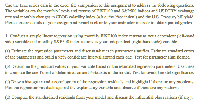 Solved Use the time series data in the excel file companion | Chegg.com