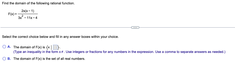 Solved Find the domain of the following rational function. | Chegg.com