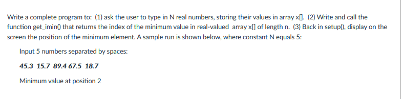 Solved Write a complete program to: (1) ask the user to type | Chegg.com