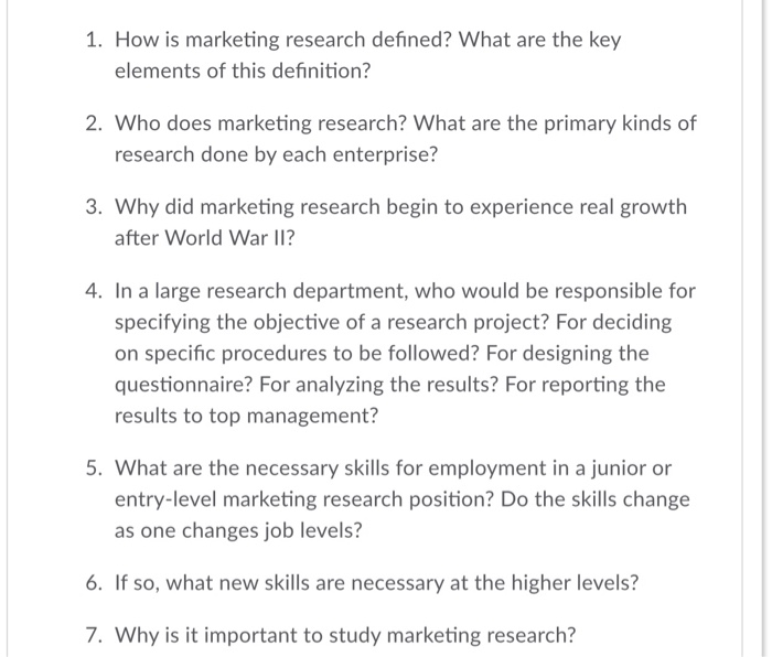 marketing research question definition