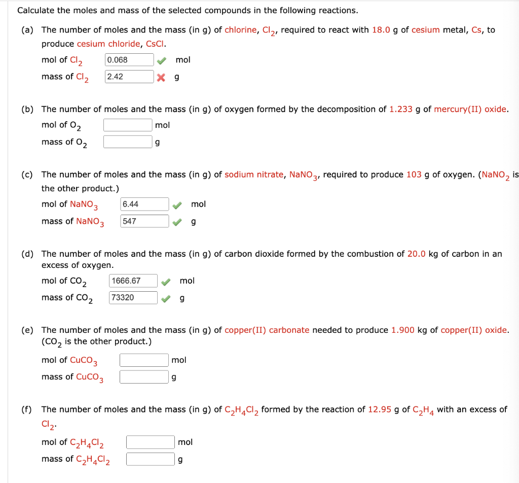 how to calculate number of moles using mass